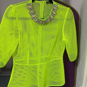 Gracia Vibrant Lime Mesh Blouse